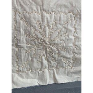 Handmade Snowflake Cream Candlewick Embroidered Cotton Fabric Panel